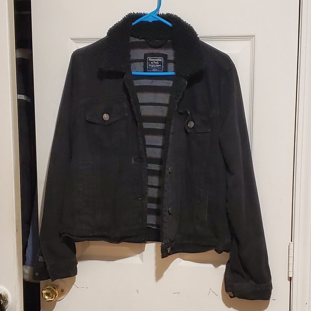 Black Demin Full Button Down Jacket